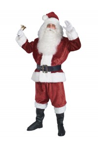 Santa Christmas Claus Crimson Plush Adult Costume
