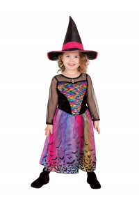 Rainbow Colour Magic Witch Deluxe Child Costume