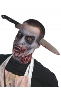 Zombie Halloween Kitchen Knife Through Head Accessory