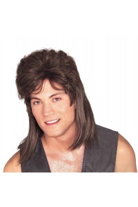 Mullet Brown Adult Wig 1980s - Accessory