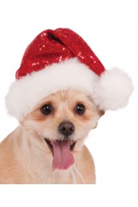 Sequin Santa Christmas Pet Hat Red