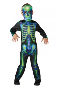 Neon Skeleton Halloween Glow In The Dark Child Costume