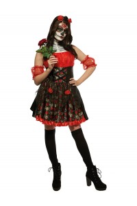 Red Rose Day Of The Dead Halloween Adult Costume