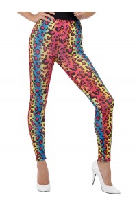 Leopard Print Leggings, Neon for Adult