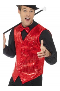 Red Sequin Waistcoat for Adult
