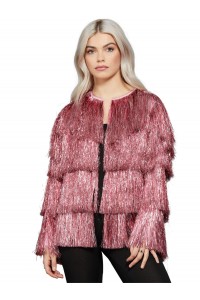 Fever Pink Tinsel Festival Jacket for Adult