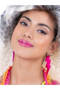 80s Neon Pink Lightning Bolt Earrings