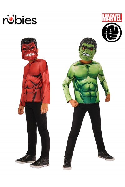 Red Hulk/Green Hulk Reversible Costume Top & 1/2 Child Mask