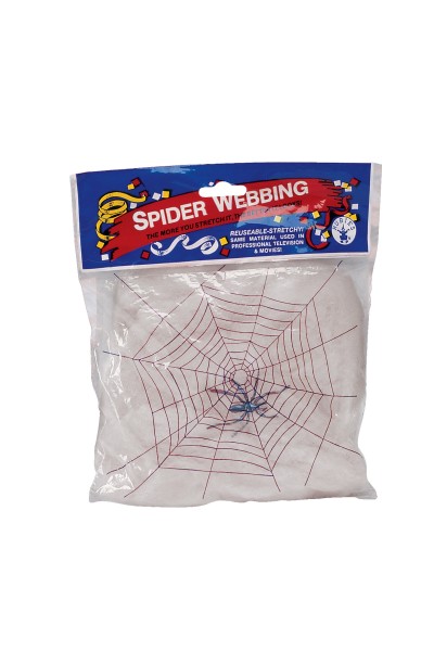 White Spider Webbing With Spiders Halloween - Decor