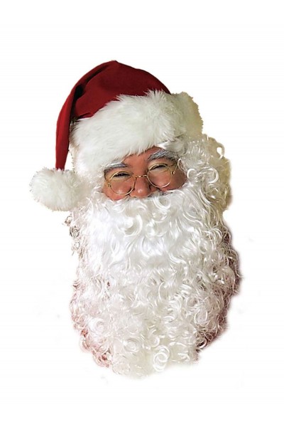 Santa Curly Beard & Wig Set for Adult Christmas