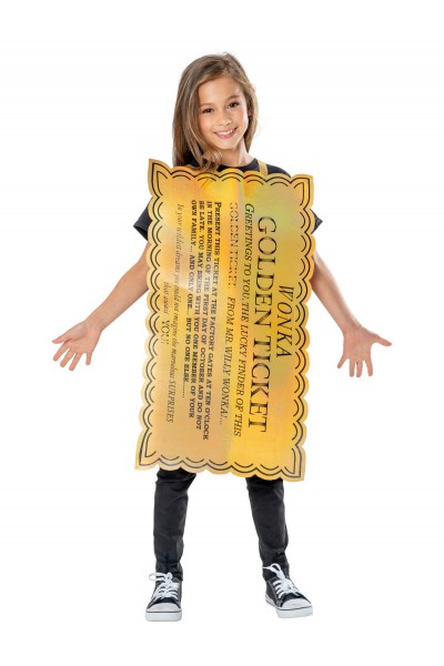 Golden Ticket (Willy Wonka) Tabard - 5-8 Yrs Charlie & The Chocolate Factory