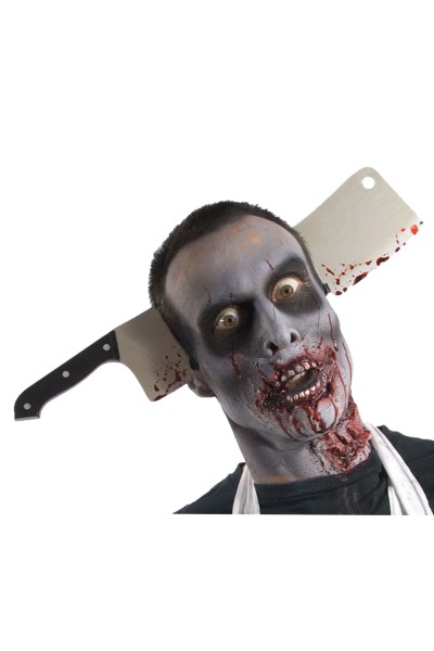 Zombie Halloween Cleaver Through Head Accessory