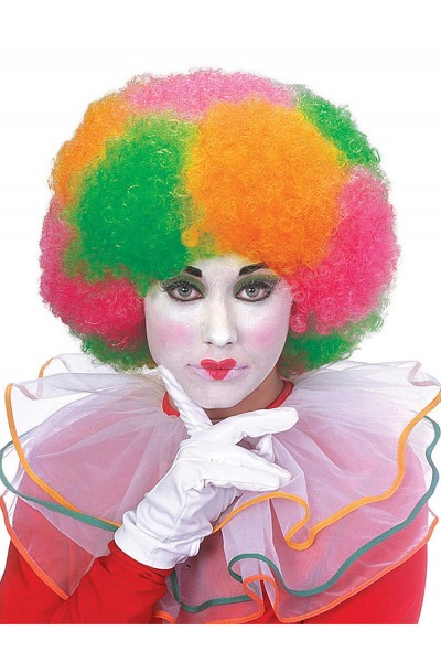 Clown Circus Multi Colour Neon Adult Wig - Accessory