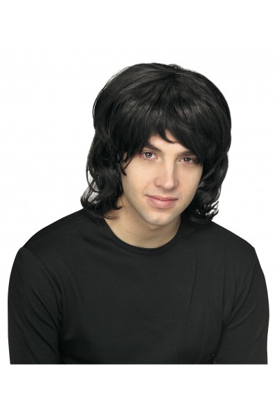 70's Black Shag Wig for Adult 1970s