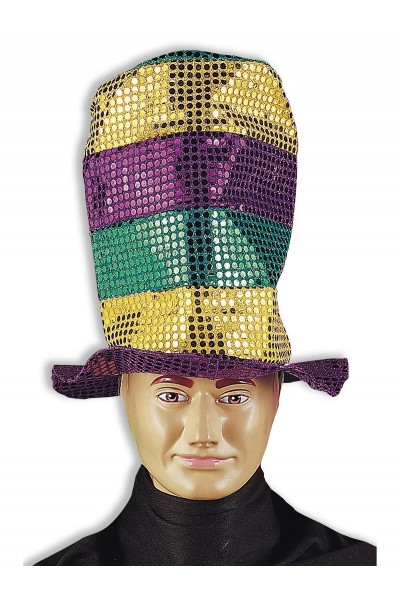 Sequin Stove Pipe Hat Mardi Gras - Accessory