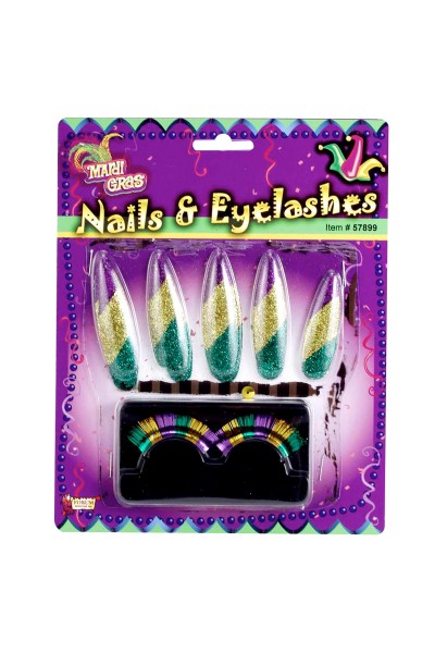 Mardi Gras Nails And Lashes Set - Accessory