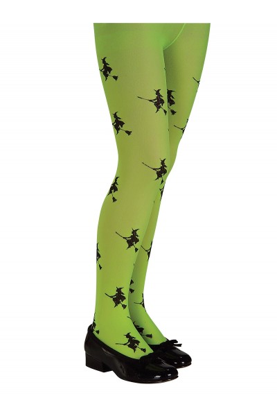 Green Glitter Witch Tights Child