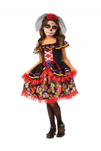 Day Of The Dead Halloween Girls Child Costume
