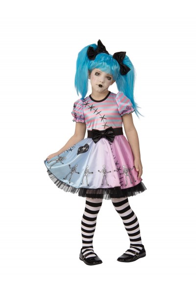 Blue Skelly Girl Child Costume
