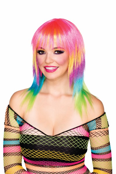 1980s Candy Striped Adult Costume Wig