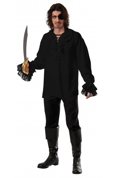 Ruffled Pirate Black Adult Shirt