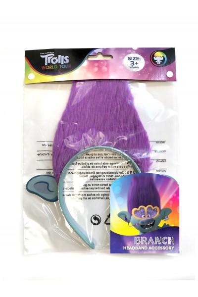Branch Pop Trolls Headband With Hair and Child Ears - Accessory