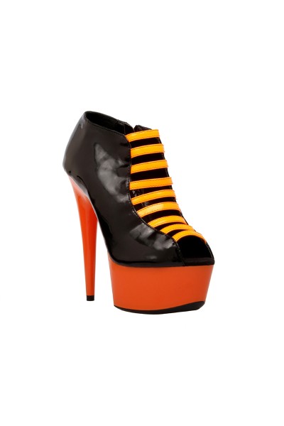 Neon Orange Black Costume Boots