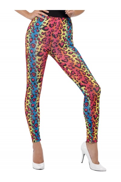Leopard Print Leggings, Neon for Adult