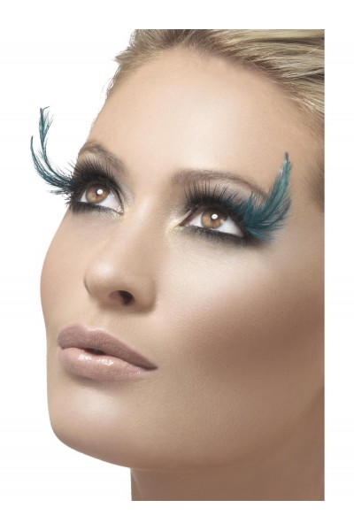 Eyelashes With Green Feather Plume for Adult