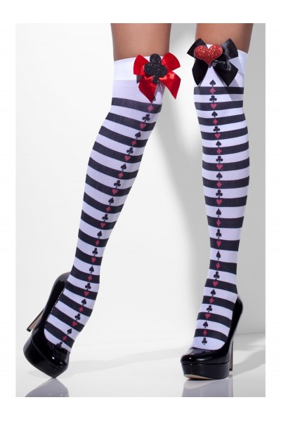 Black & White Opaque Thigh Highs for Adult