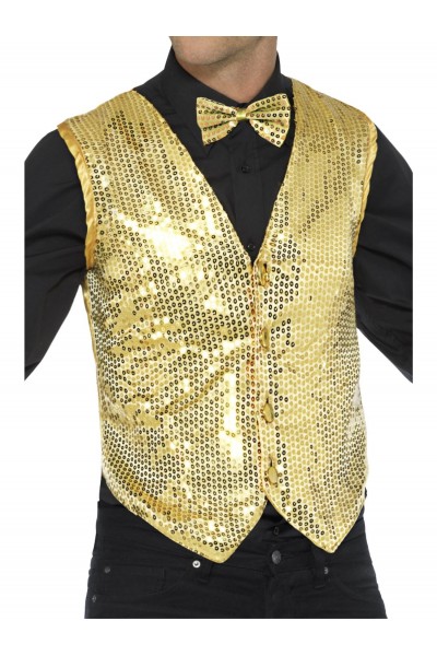 Gold Sequin Waistcoat for Adult