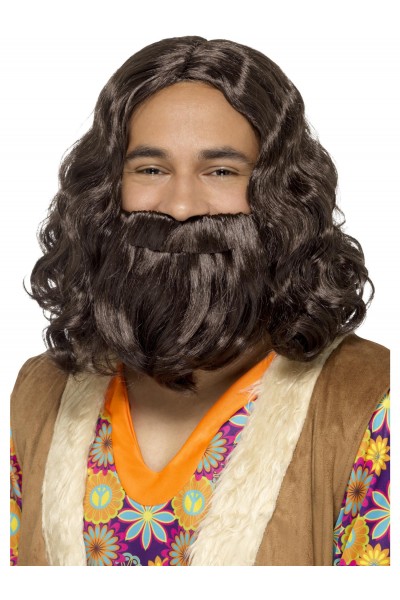 Hippie/Jesus Wig & Beard Set for Adult
