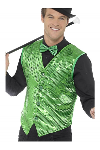Sequin Green Waistcoat Adult