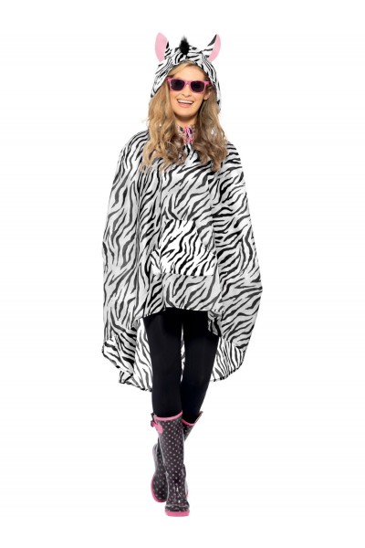Zebra Party Poncho, Adult 