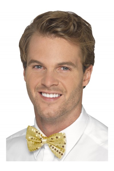 Sequin Bow Tie, Gold 