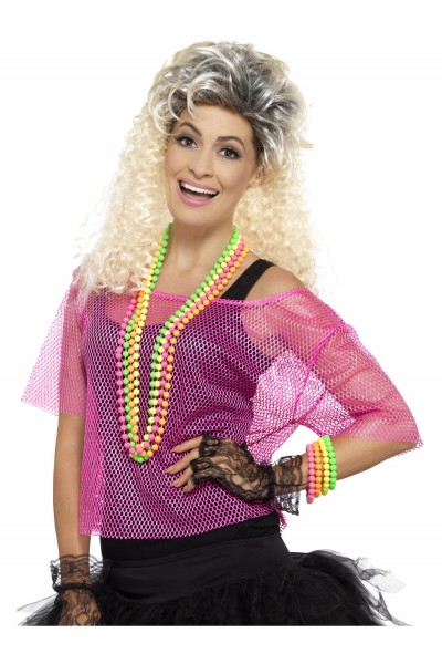 80's Neon Pink Fishnet Top