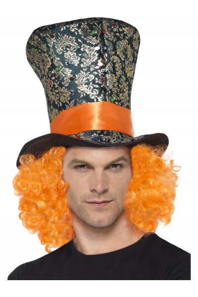 Top Hat With Attached Wig for Adult