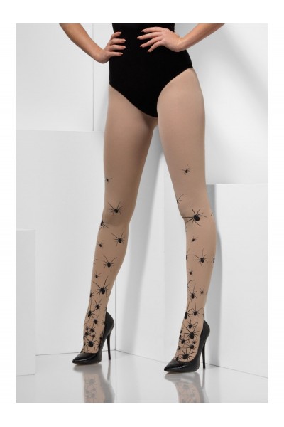 Opaque Tights With Black Spiders for Adult