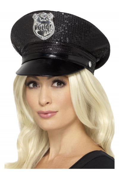 Fever Sequin Police Hat for Adult