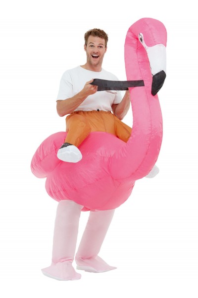 Inflatable Ride Em Flamingo Costume Hawaiian