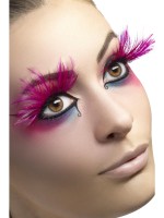 Eyelashes With Pink Feather Plumes for Adult