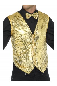 Gold Sequin Waistcoat for Adult