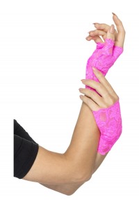 80s Fingerless Lace Gloves, Adult