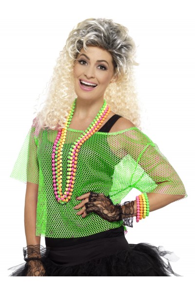 80's Neon Green Fishnet Top