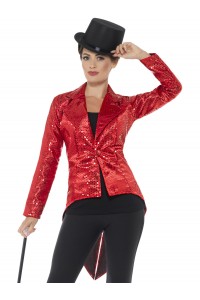Sequin Red Tailcoat Ladies Jacket