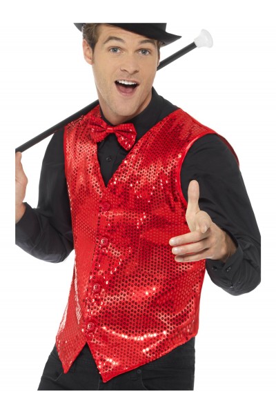 Red Sequin Waistcoat for Adult
