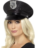 Fever Sequin Police Hat for Adult