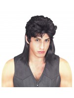 Black Mullet Adult Wig 1980s - Accessory