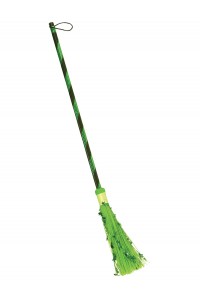 Metallic Green Witch Broom - Accessory
