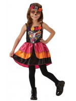 Sugar Skull Day Of The Dead Halloween Girl Child Costume
